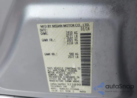 2014 Nissan Altima 2.5 S from USA, damaged, VIN 1N4AL3AP0EC323890